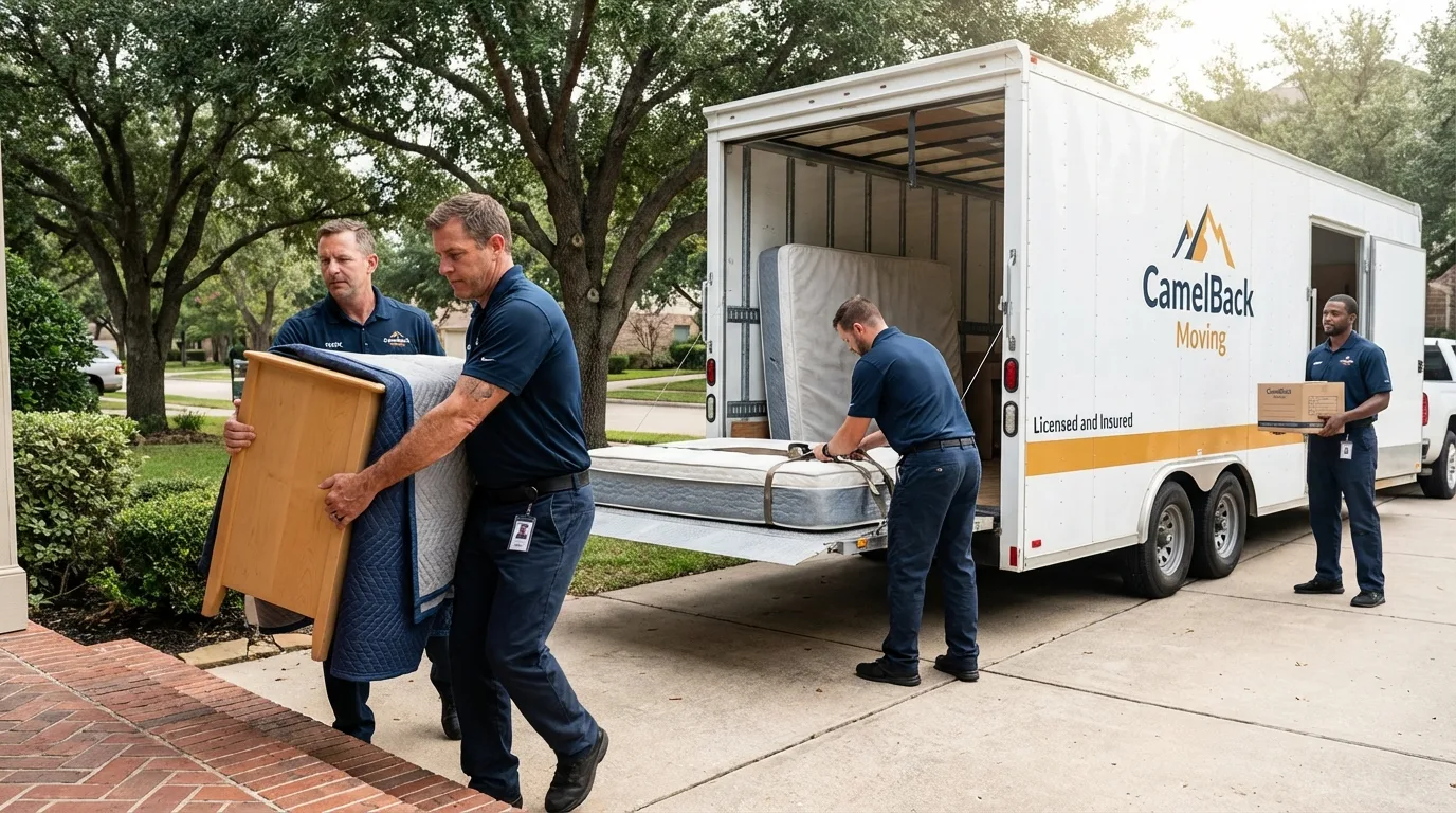 Crew loading residential truck for cross-state move from Hallock, MN